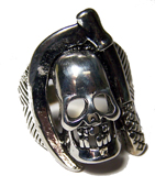 SKULL HEAD W SICKLE BIKER RINGS