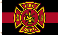 FIREFIGHTER EMBLEM RED LINE 3 X 5 FLAG