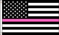 AMERICAN PINK THIN LINE FLAG 3 X 5 FLAG BREAST CANCER women polic