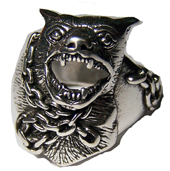 CHAINED BULL DOG BIKER RING