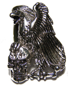 LARGE EAGLE HOLDING SKULL HEAD SNAKES BIKER RING