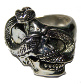 SKULL WITH SNAKE BIKER RINGS *- CLOSEOUT $ 3.50 EACH