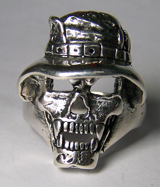 SKULL HEAD WITH RAG HAT BIKER RING