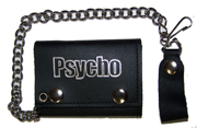 PSYCHO letters TRIFOLD LEATHER WALLET W CHIAN