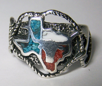 STATE OF TEXAS W BULL SILVER BIKER RING