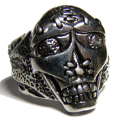 TRIBAL SEWN MASK SKULL DELUXE BIKER RING *- CLOSEOUT $ 2.95 ENTS