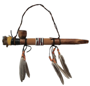 BUFFALO HEAD WOODEN PEACE PIPE