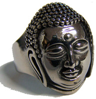 BUDDHA HEAD STAINLESS STEEL BIKER RING