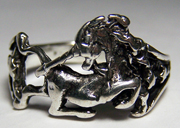 SITTING UNICORN DELUXE SILVER BIKER RING