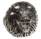 LION HEAD DELUXE SILVER BIKER RING *- CLOSEOUT $ 3.95 EA