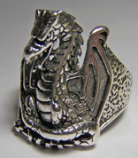 MIDIEVAL DRAGON DELUXE SILVER BIKER RING