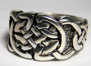 WOVEN KNOTTED DELUXE SILVER BIKER RING