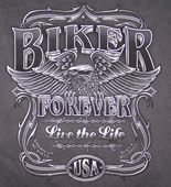 BIKER FOREVER CHARCOAL COLOR SHORT SLEEVE TEE-SHIRT