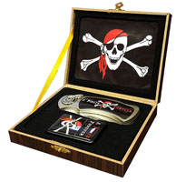 PIRATE SKULL & CROSS BONES BOXED KNIFE W LIGHTER