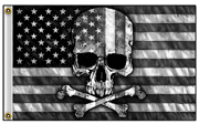 BLACK & WHITE AMERICAN SKULL BONES DELUXE 3 X 5 BIKER FLAG