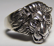 LION HEAD DELUXE SILVER BIKER RING