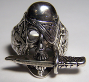 PIRATE WITH KNIFE IN MOUTH BIKER RINGS
