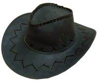 DARK GRAY COLOR HEAVY LEATHER STYLE WESTERN COWBOY HAT *- CLOSEOU