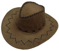 LIGHT BROWN HEAVY LEATHER STYLE WESTERN COWBOY HAT