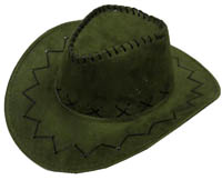 OLIVE GREEN COLOR HEAVY LEATHER STYLE WESTERN COWBOY HAT