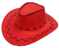 RED COLOR HEAVY LEATHER STYLE WESTERN COWBOY HAT