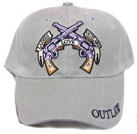 LADIES LOVE OUTLAWS W BADGE EMBROIDERED BASEBALL HAT -* CLOSEOUT