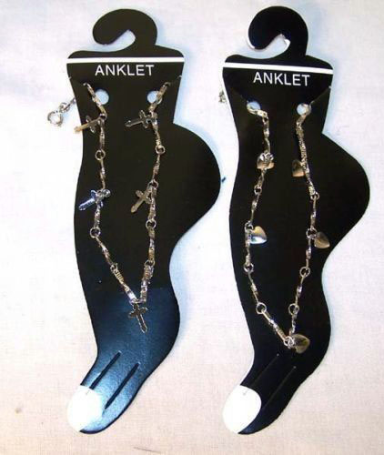 ASSTORTED DESIGN LADIES SILVER CHAIN ANKLETS *- CLOSEOUT 25 CENTS