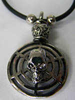 SKULL HEAD ROUND SHIELD ROPE 18 IN NECKLACE