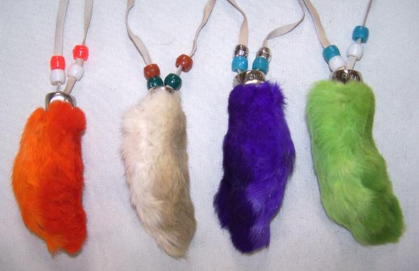 RABBIT FOOT WITH SUEDE LEATHER NECKLACE STRAP
