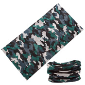 GREEN CAMOUFLAGE MULTI FUNCTION SEAMLESS BANDANA WRAP