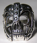 SKULL HEAD WITH ARMORED HELMET DELUXE BIKER RING