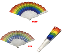 RAINBOW STRIPPED 9 INCH HAND FAN