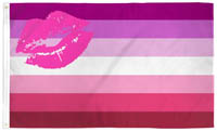 LIPSTICK KISS LESBIAN RAINBOW PRIDE 3 X 5 FLAG