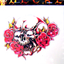 SKULL W ROSES DECAL