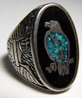 STANDING INLAYED EAGLE DELUXE BIKER RING - CLOSEOUT $3.75 EA -