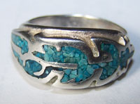 NATIVE FEATHER DESIGN SILVER BIKER RING - CLOSEOUT 2.95 EA