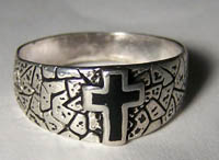 CHRISTIAN INLAYED CROSS DELUXE BIKER RING - CLOSEOUT 3.75 EA