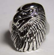 LARGE EAGLE HEAD DELUXE SIVER BIKER RING