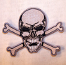 SKULL BONES IN MOUTH EMBROIDERED BIKER PATCH