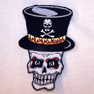 SKULL TOP HAT EMBROIDERED BIKER PATCH