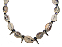 COW SHELL NECKLACE WITH SILVER SPIKES - * CLOSEOUT NOW 50 CENTS