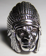 INDIAN CHIEF FACE DELUXE BIKER RING