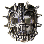 SKULL WITH SPIKED FACE HELMET BIKER RING