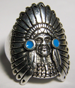 INDIAN WITH HEAD DRESS DELUXE BIKER RING