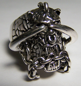 MONSTER WITH CHAINS & HORNS DELUXE BIKER RING