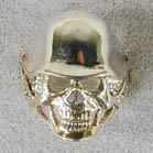 SKULL WITH HELMET DELUXE BIKER RING - * CLOSEOUT $3.75 EA