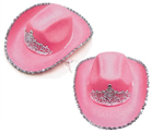 VELVET PINK COWBOY HAT WITH TIARA