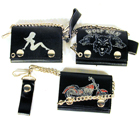 TRIFOLD LEATHER WALLETS WITH CHAIN