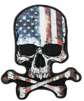 JUMBO SKULL VINTAGE AMERICAN FLAG EMBROIDERED PATCH 9 INCH