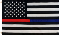 BLACK WHITE AMERICAN RED / BLUE THIN LINE 3 X 5 FLAG